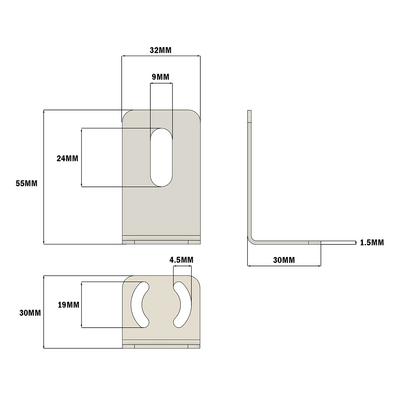 66-208-3 MODULAR SOLUTIONS ALUMINUM BRACKET<BRE>30 SERIES 8MM SENSOR HOLDING